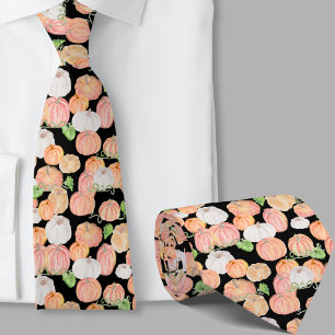 Corbata Estilo patrón de calabazas naranjas y negras