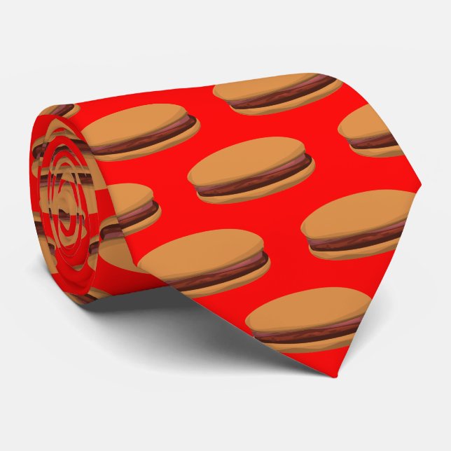 Corbata Estilo Personalizado Hamburgués En Fondo Rojo (Enrollado)