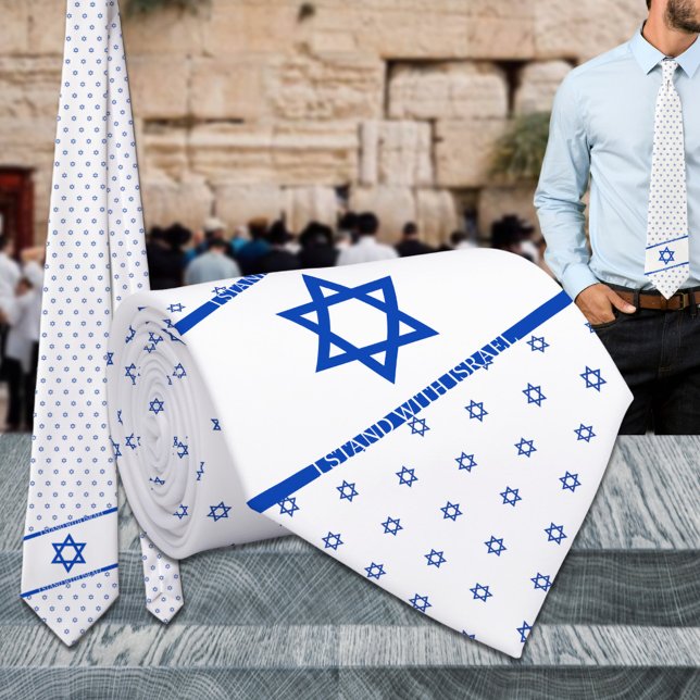 Corbata Estoy Con Israel Estrella Blanca Azul De David (I Stand With Israel Blue White Star Of David Neck Tie in support of Israel Baruch Hashem )
