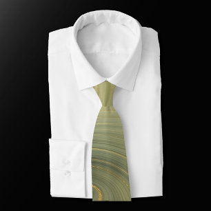 Corbata Estratos dorados   Agato verde Naranja quemado por
