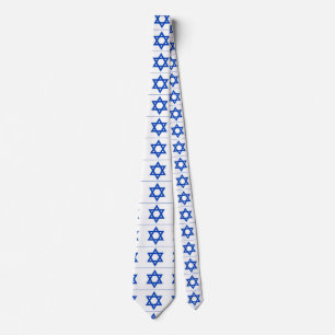 Corbata estrella azul jewish sobre blanco