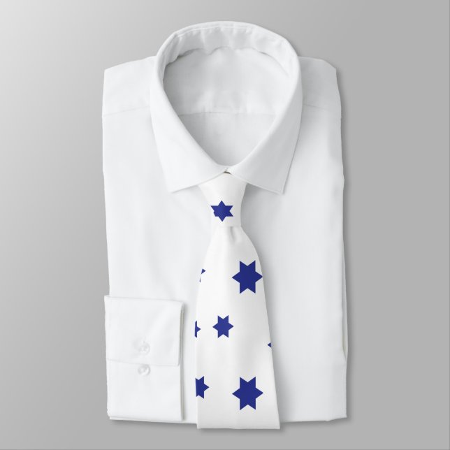 Corbata Estrella blanca azul del patrón de David (Atado)