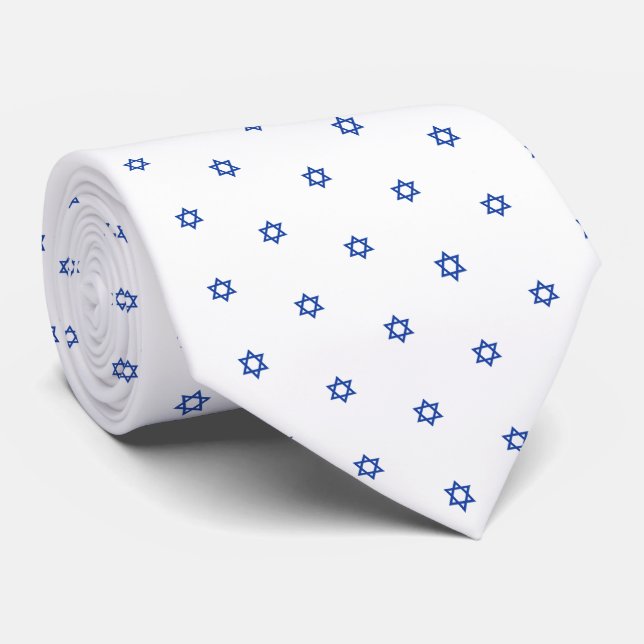 Corbata Estrella de bebé azul del blanco de David