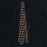 Corbata Estrella de David y Menorah<br><div class="desc">Estrella Amarilla de David llena de azul y una menorah.</div>