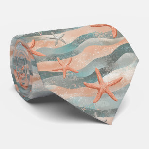 Corbata Estrella de mar boho terracota teal orgánico playa