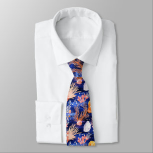 Corbata Estrella de Mar Caracol Tropical Naranja Rosa Coba