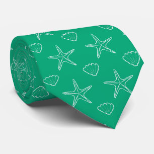 Corbata Estrella de mar con patrón de boceto de concha sob