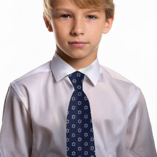 Corbata Estrella judía de David azul marino patrón falso p
