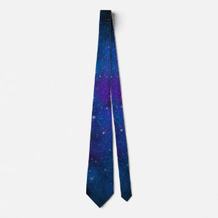 Corbata Estrellas brillantes sobre fondo espacial azul y p