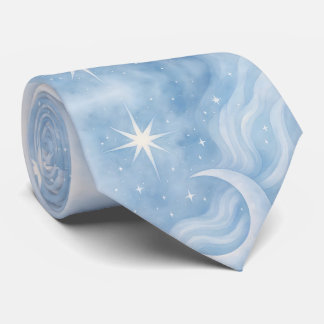Corbata Estrellas celestes de la luna ondulada acuarela Sk