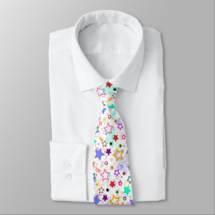 Corbata Estrellas Coloridas Blancas 