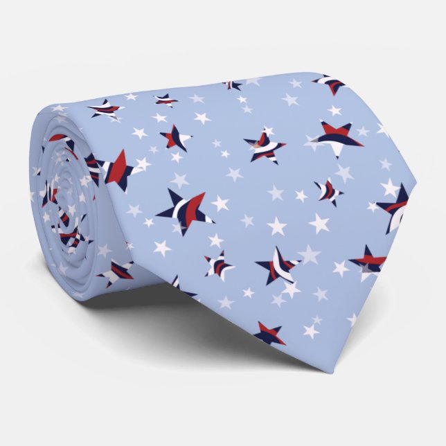 Corbata Estrellas de banner en blanco rojo patriótico (Enrollado)