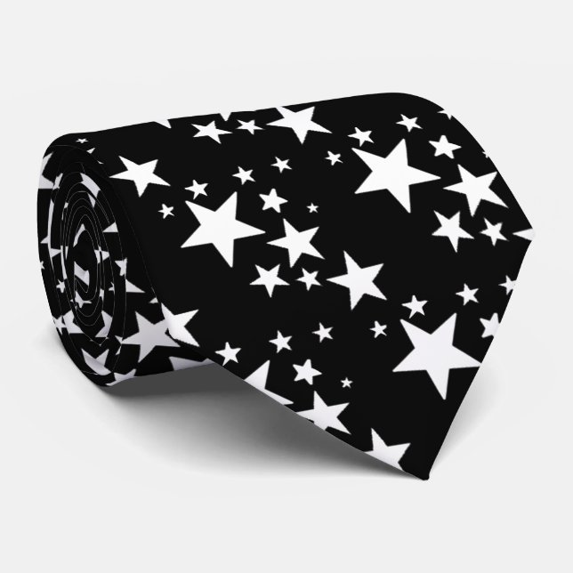 Corbata Estrellas del blanco en negro (Enrollado)