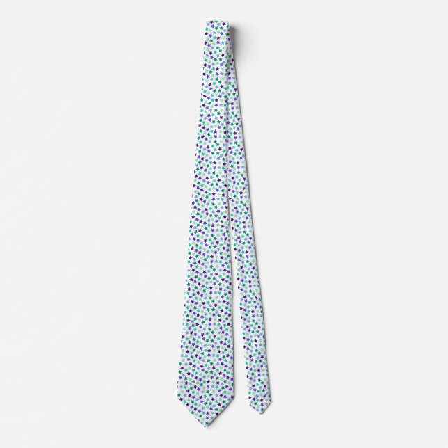 Corbata Estrellas del Orgullo Gay Masculino Azul Verde (Anverso)