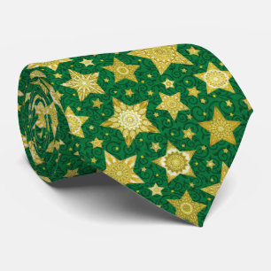 Corbata Estrellas doradas de Navidad sobre patrón de damas
