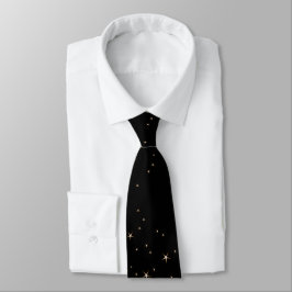 Corbata Estrellas Doradas Glamurosas sobre Negro