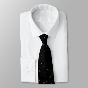 Corbata Estrellas Doradas Glamurosas sobre Negro