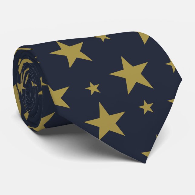 Corbata Estrellas doradas sobre azul marino - Elegante y a (Enrollado)