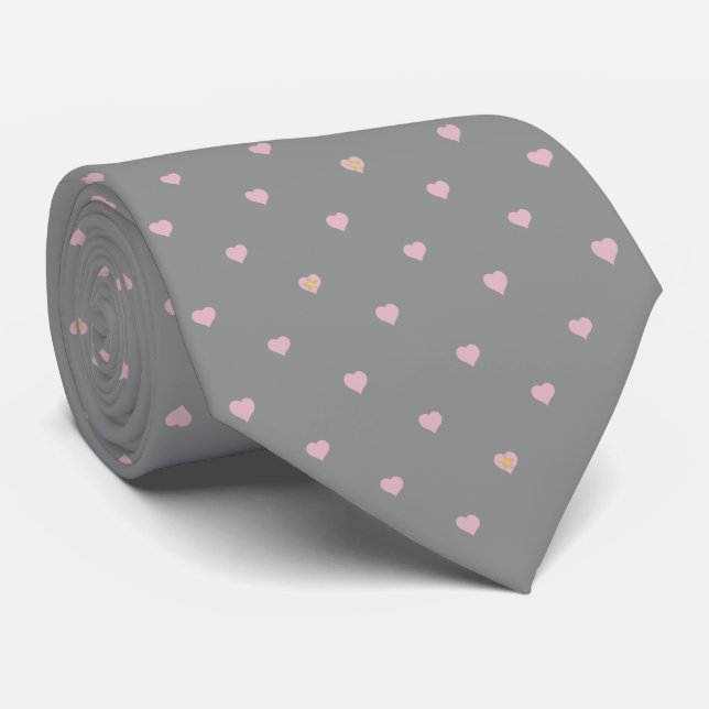 Corbata Estrellas en el corazón en el lazo gris (Enrollado)