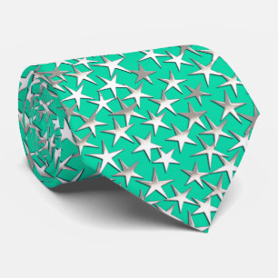 Corbata Estrellas plateadas de turquesa