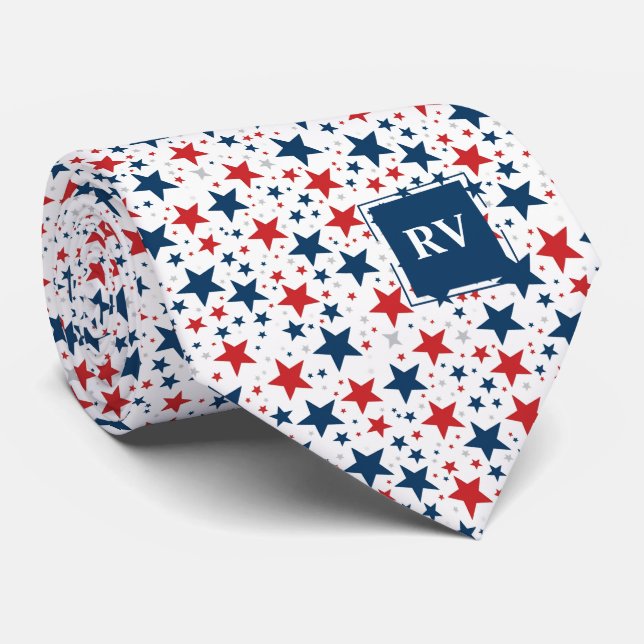 Corbata Estrellas rojas blancas y azules (Enrollado)