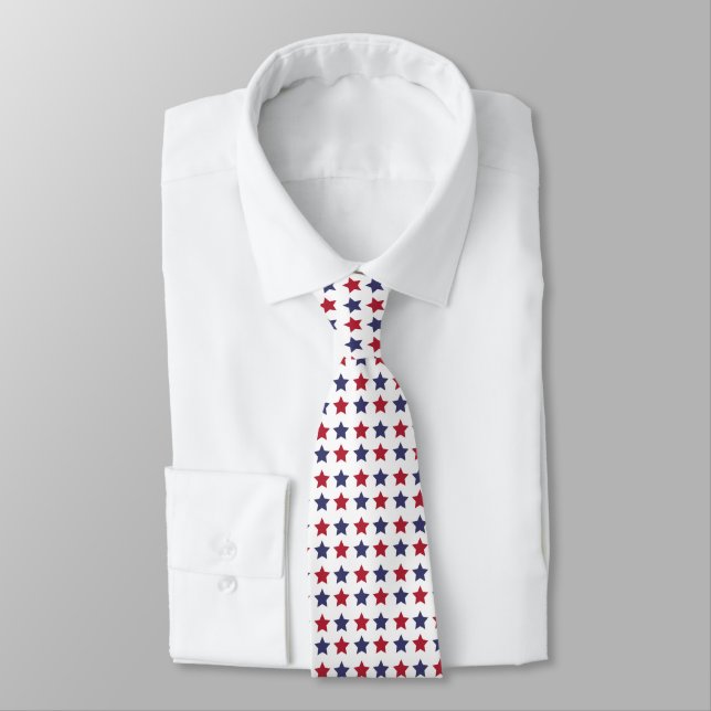 Corbata Estrellas Rojas Blancas Y Azules (Atado)