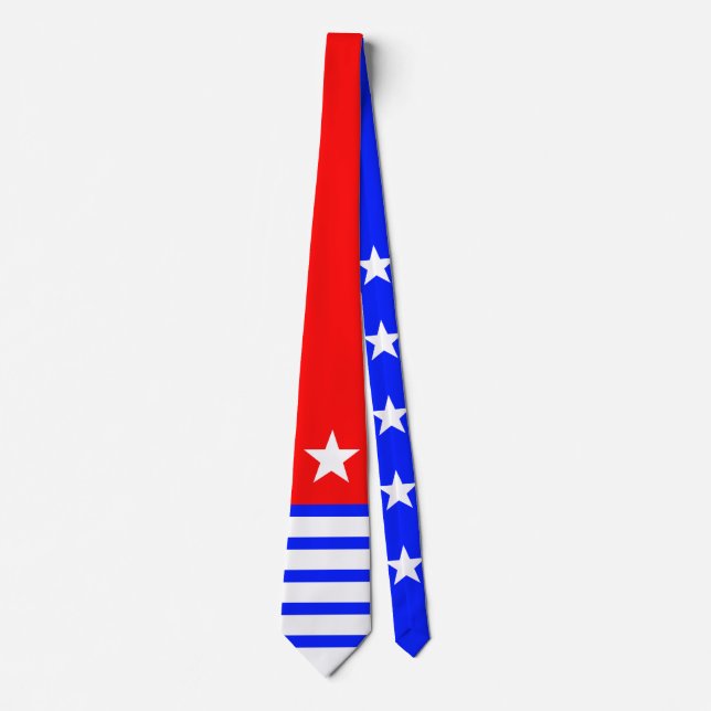 Corbata Estrellas y barras blancas azules + tu fondo e ide (Anverso)