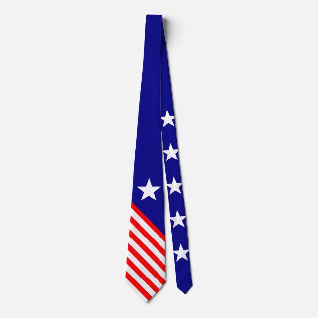 Corbata Estrellas y barras blancas rojas + tu fondo e idea (Anverso)