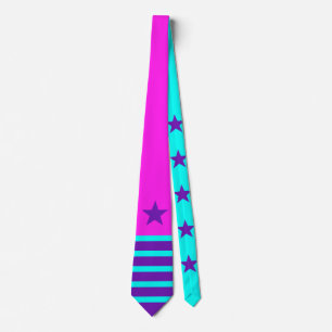 Corbata Estrellas y barras púrpura cyan + tu fondo e ideas