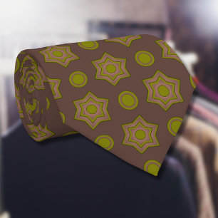 Corbata Estrellas y círculos en marrón y verde