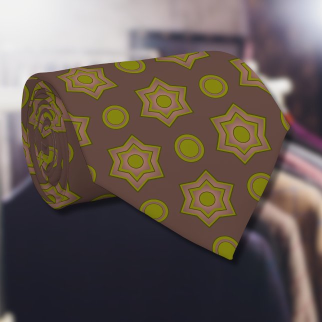 Corbata Estrellas y círculos en marrón y verde (Subido por el creador)
