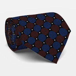 Corbata Estrellas y espiral en rojo, blanco y azul