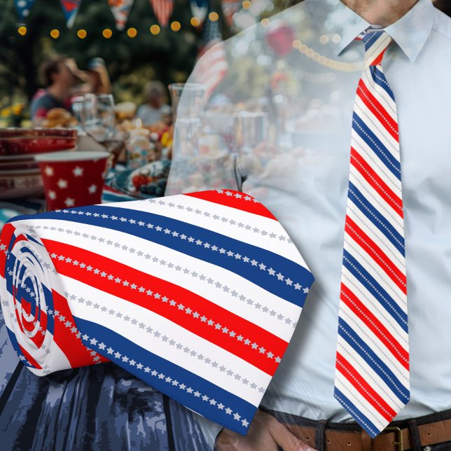 Corbata Estrellas y Franjas Rojas Blancas y Azules America (Subido por el creador)