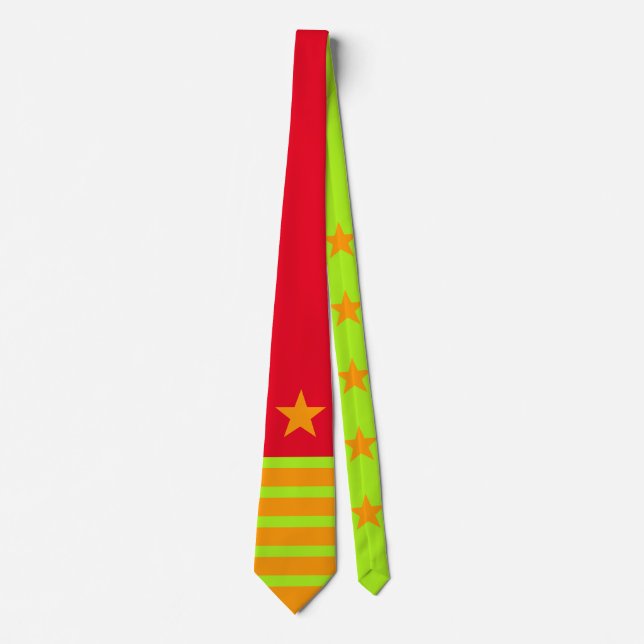 Corbata Estrellas y rayas verde naranja + tu fondo e idea (Anverso)