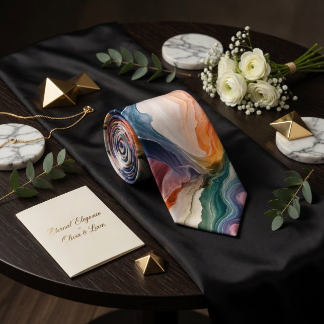 Corbata Ethereal Abstract Earth Tone Marble Agate Fluid  (Subido por el creador)