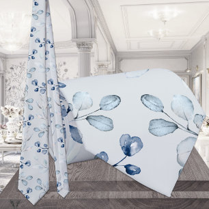 Corbata Eucalipto azul turbio verde Boda gris claro