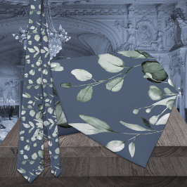 Corbata Eucalipto Plateado Sabio Verde Esmeralda Boda Azul