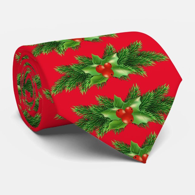 Corbata Evergreens tradicionales y Navidades holly (Enrollado)