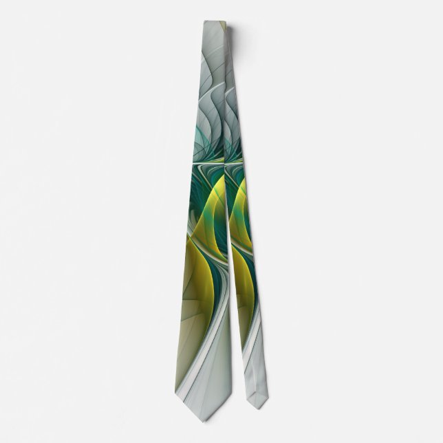 Corbata Evolución fractal, arte abstracto de turquesa dora (Anverso)