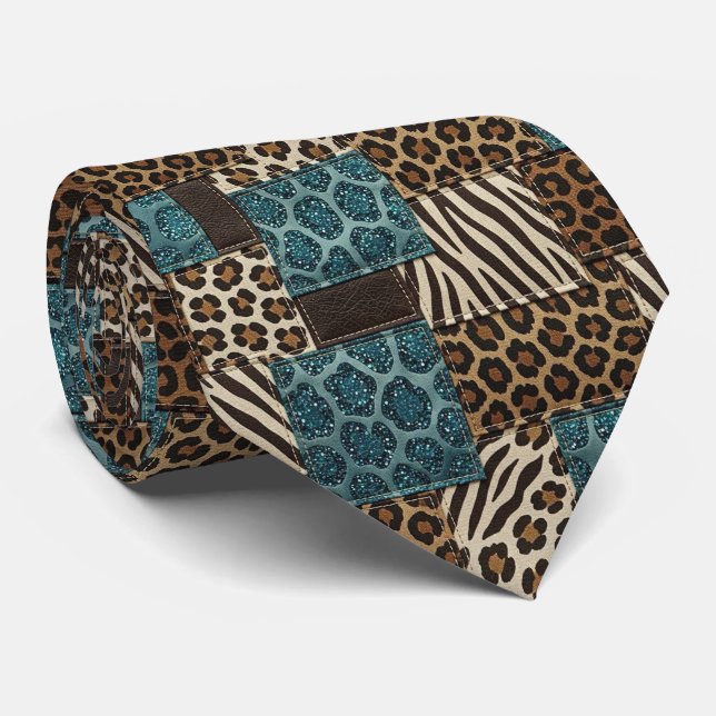 Corbata exótica | Estampado de animal salvaje afri (Enrollado)