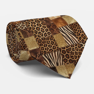 Corbata exótica   Estampado de animal salvaje afri