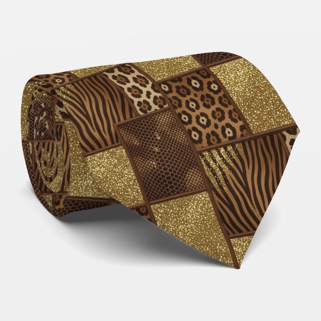 Corbata exótica | Estampado de animales salvajes a (Enrollado)
