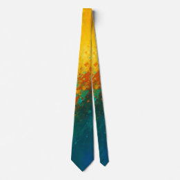 Corbata Explosión abstracta vibrante: amarillo, turquesa y