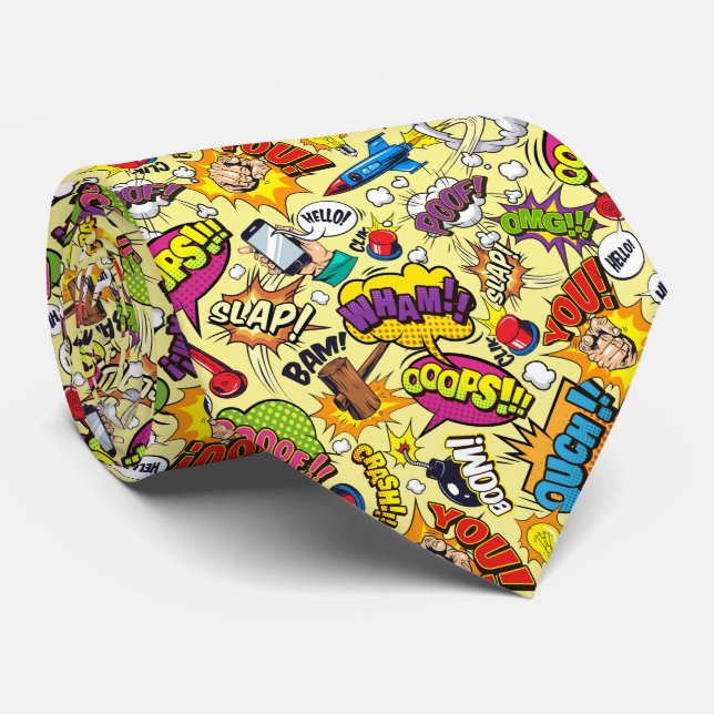 Corbata Explosión de Arte Pop de Cómic (Enrollado)