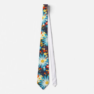 Corbata Explosión floral de color en azul