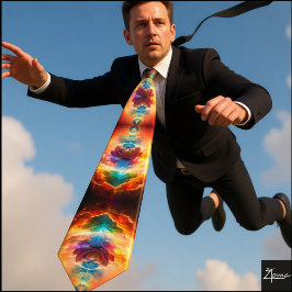 Corbata explosión nuclear con el dedo del cuello