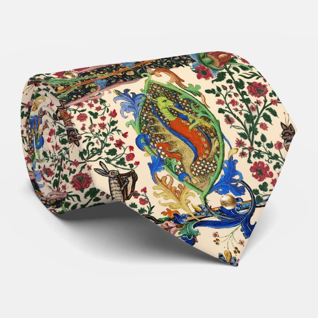 CORBATA EXTRAÑA MÚSICA BESTIARIA MEDIEVAL, DRAGON JUGANDO  (Enrollado)