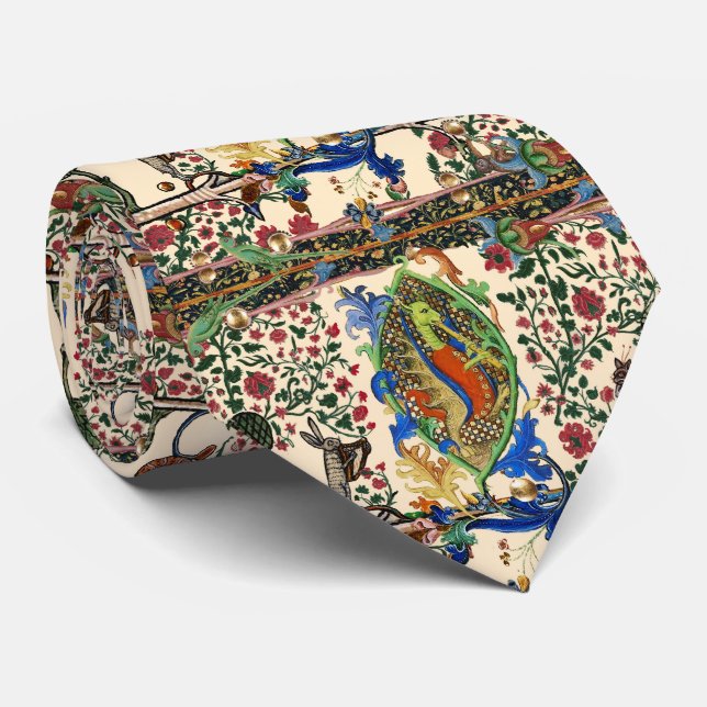 CORBATA EXTRAÑA MÚSICA BESTIARIA MEDIEVAL, DRAGON JUGANDO  (Enrollado)