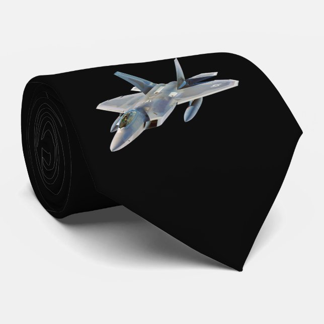Corbata F-22 Raptor Fighter Jet en negro (Enrollado)