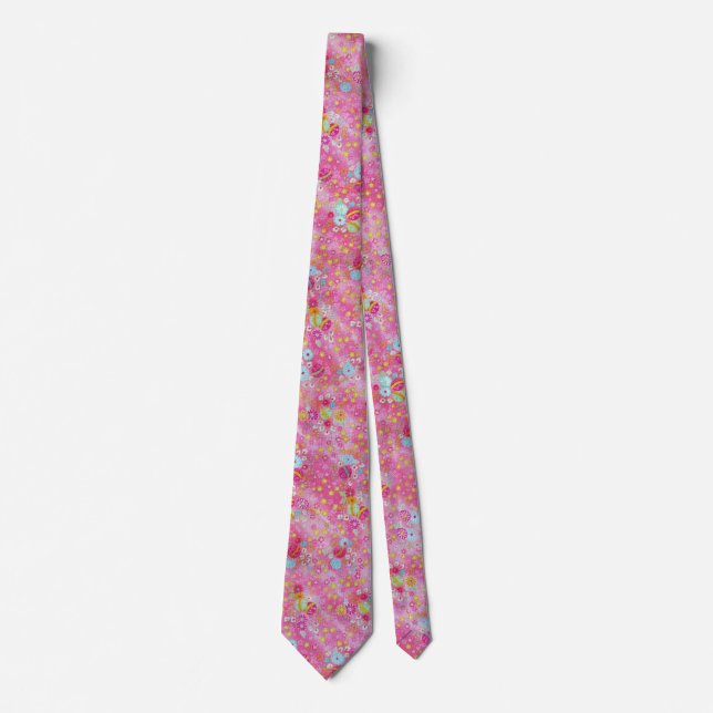 Corbata Falln Chirimen Floral Pink (Anverso)